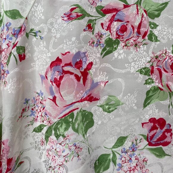 Vintage Maryann’s Boutique Peignoir Robe & Gown White Sz S Floral Satin Romantic - Picture 16 of 16